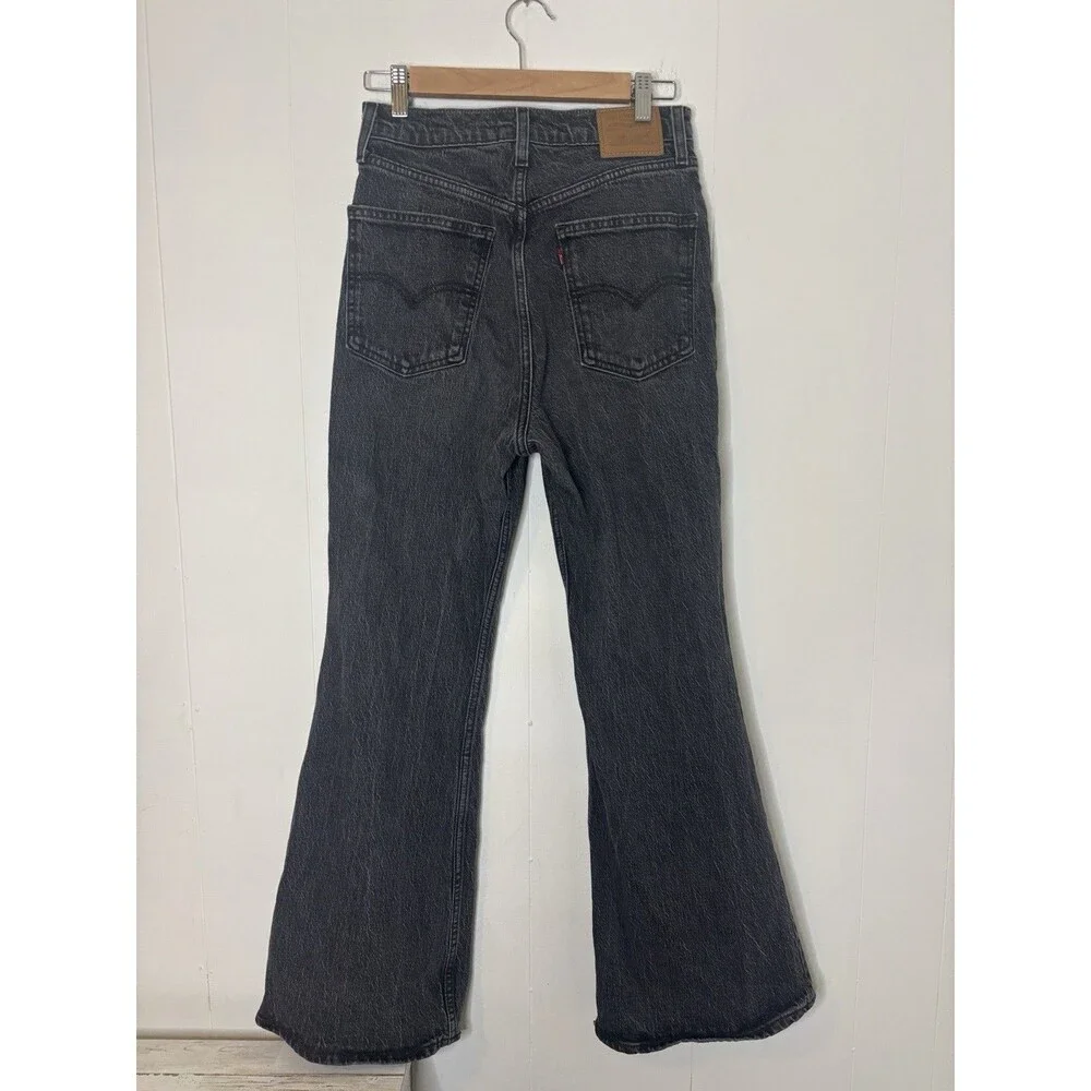 Levi’s Black 70s High Flare BIG E Zip Fly Premium Cotton Women’s Size 27 X 30 - Picture 3 of 11